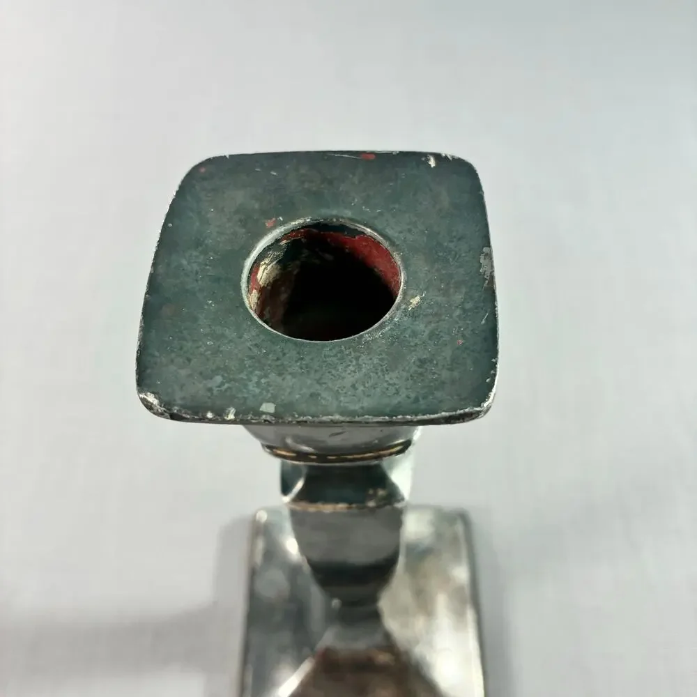 Vintage Silverplate Candlestick Square Base Single Taper Candle Holder